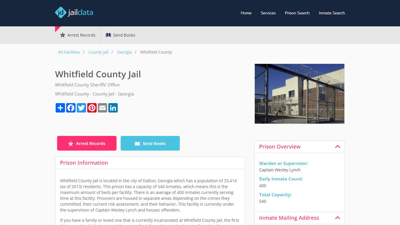 Whitfield County Jail Inmate Search and Prisoner Info - Dalton, GA